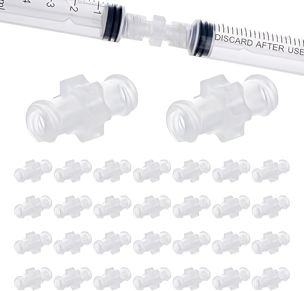 50pk Syringe Adapter, Female Luer Lock Connector to Syringe Coupler Adapter, Sterile Individual Packaging for Veterinary and Lab