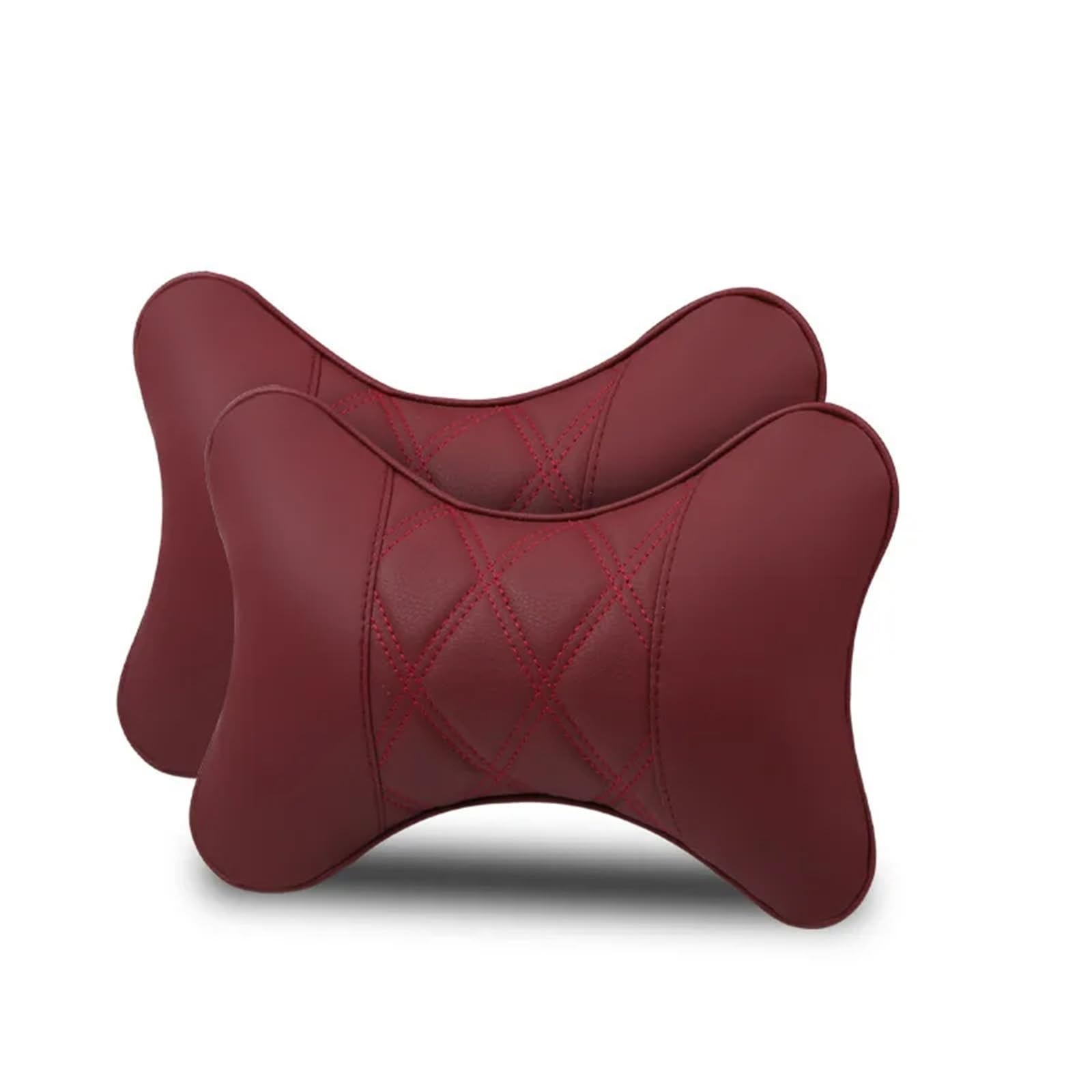 High-Elastic Headrest 2 almohadas cervicales para coche, de piel sintética, para ambos lados, reposacabezas, para aliviar el dolor de cabeza, rellenas de fibra.(Red)