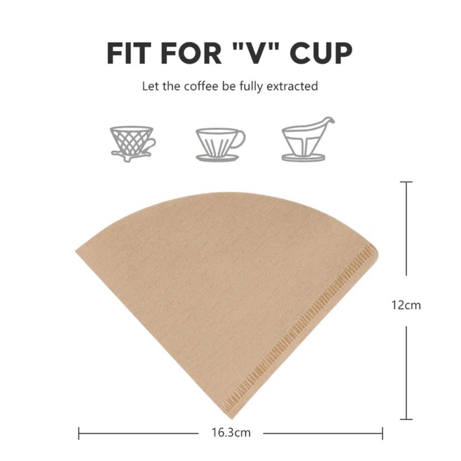 Papiere Kaffeefilter， Ungebleichte, kegelförmige V-Kaffeefilterpapiere for V.60 Kaffeefilter, 50–400 Stück(400 pcs)