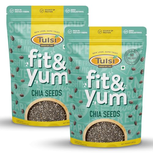 Image of Tulsi Black Chia Seeds 400g (200g x 2) | Clean Chia Seeds for Eating | Healthy Snacks | Calcium and Protein Rich Seeds