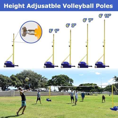 Adjustable Badminton Volleyball Net Set, Heavy Duty Stand for Indoor Outdoor Sports, Easy Setup for Family and School Games