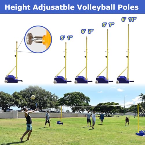 Tragbares Outdoor-Badminton-Volleyball-Set mit robusten Stangen und Rädern, inklusive Netz für den Hinterhof, Stadion für Erwachsene und Kinder