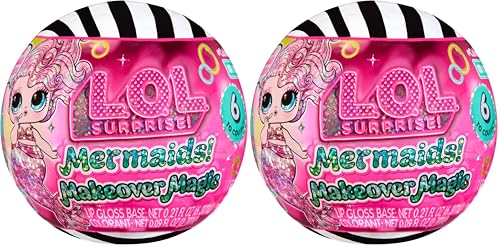 Image of L.O.L. Surprise! Mermaids Makeover Magic Tots - DIY Wearable Lip Gloss for You and Your Doll, Mix and Create Makeup, Fun Water Play, 6 Dolls to Collect - for Ages 4+ Years (Pack of 2)