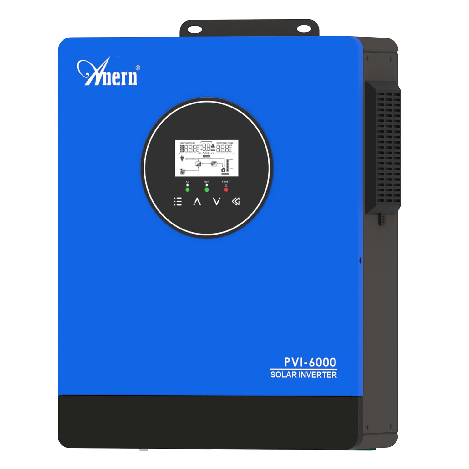Anern Onduleur Solaire 6KW 220V-240V CA intégré 2 MPPT Fonction CT Convertisseur,Impossible de Connecter la Batterie Peut Connecter Un Moteur 3P ou Une Pompe à Eau,Tension MPPT 60-450V CC