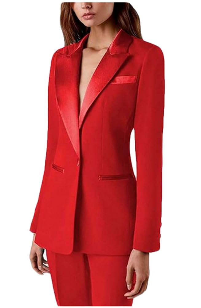 Costume deux pièces pour femme - Coupe ajustée - Blazer et pantalon - Tenue décontractée - Tenue de bal de fin d'année