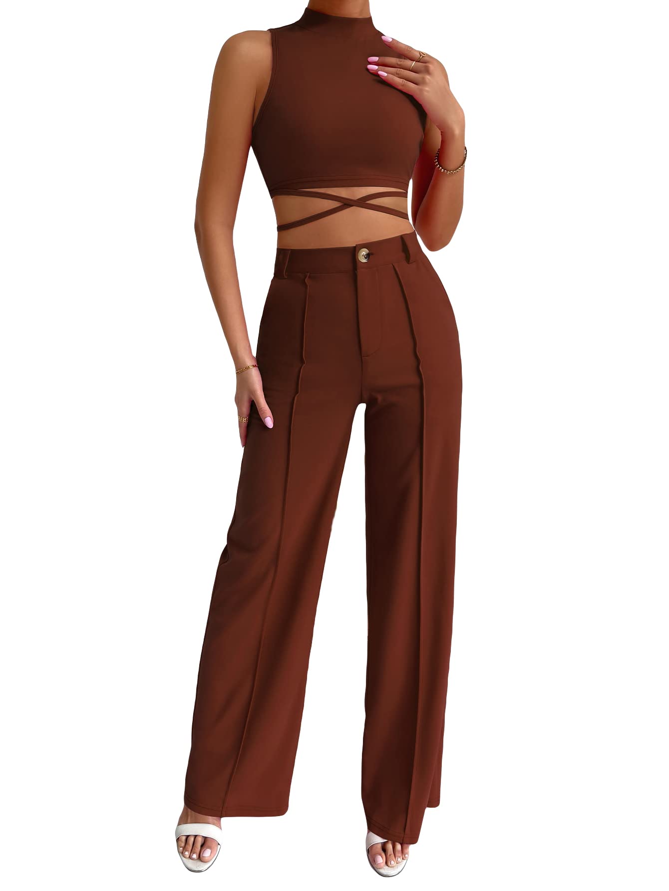 MakeMeChic Women's 2 Piece Outfits