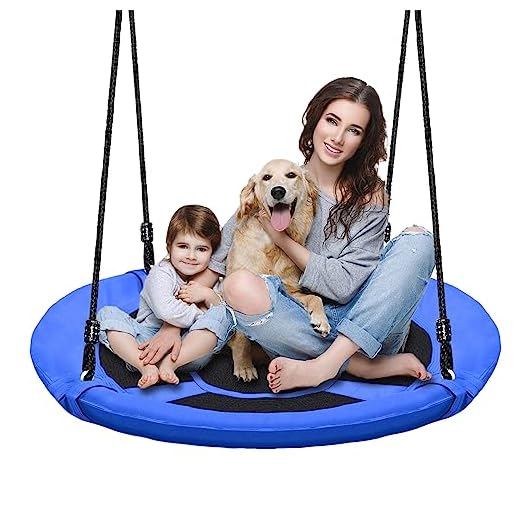 Hisecome 40 Inch Blue Saucer Tree Swing Set for Kids Adults 500lb Weight Capacity Waterproof Flying Swing Seat Outdoor Playground, Backyard