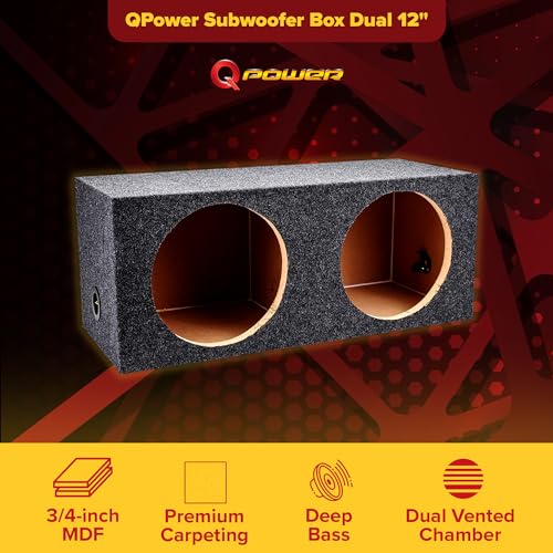 QPower HD212 Dual 12" Heavy-Duty Sealed Car Audio Subwoofer Box, Charcoal - image 8
