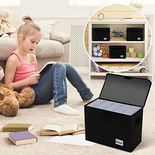 Image of 10 Pack Comic Book Storage Box 15.8 inch X 7.8 inch X 11.8 inch, Collapsible Holds 160-180 Comic Book Organizer Heavy Duty Bin Container Holder Shelf (Black)