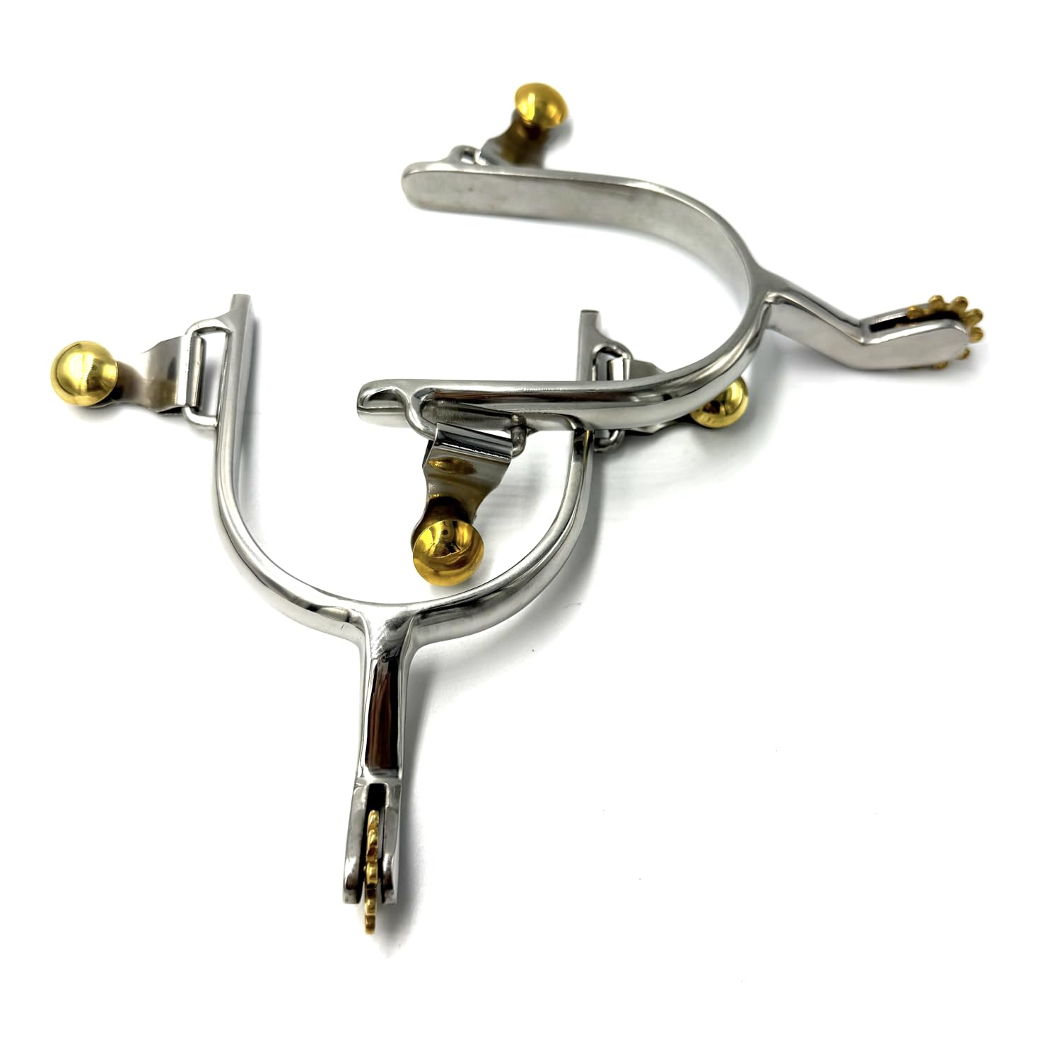 Equine Smile ES1002 Western Stainless Steel Spores with Sun Wheel Copper Rowel Cowboy Riding Spores Horse Pores Rustproof Horse Boat Roper Spurs - Image 2