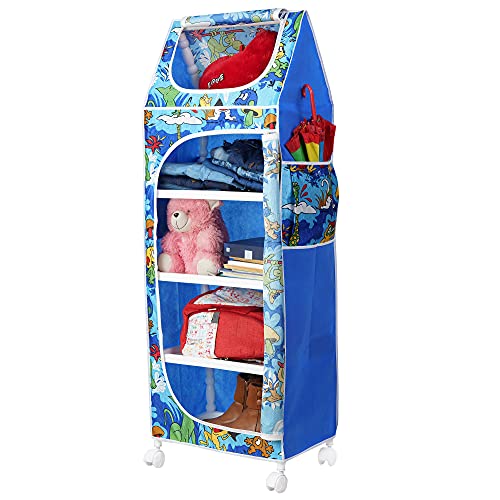 Image of Little One's | 5 Plastic Shelves Baby Wardrobe /Toy Organizer | Jungle Blue | Tb5 /Ab, 133 Cm, 46 Cm, 31 Cm