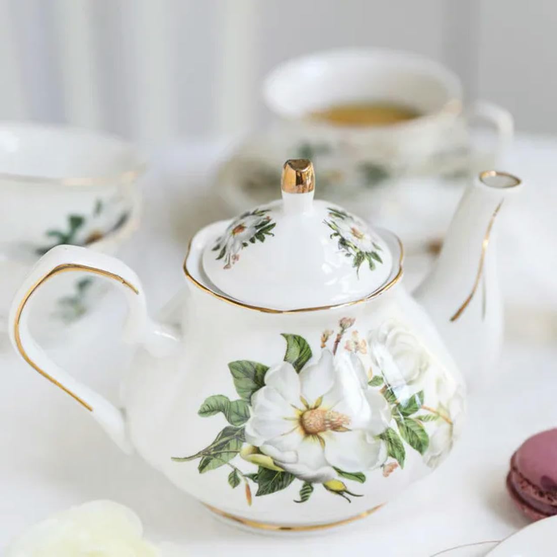 SOREZE Bone China Teapot 500ML Pink Camellia Coffee Pot Set Home Porcelain Kettle Jug Party Cafe Teaware Tea Pot
