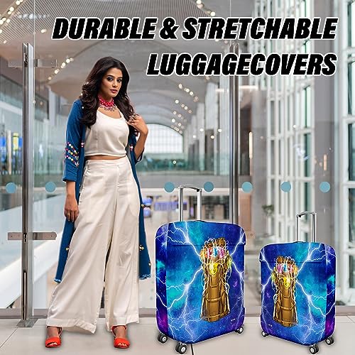 Image of Kuber Industries Marvel The Infinity Gauntlet Luggage Cover | Polyester Travel Suitcase Cover | Washable and Stretchable Suitcase Protector | 18-22 Inch | Small | Sky Blue