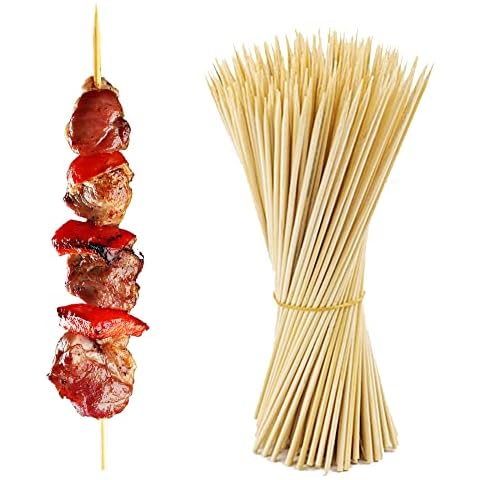 AMZGROCERY A436 200 Pcs Barbecue Sticks 6",15cm Bamboo Grill Skewers for BBQ, Cocktail and Appetizer Cover