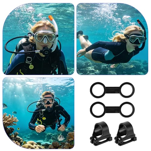 4 Piezas Clips Universales para Snorkel 25mm con Doble Anillo de Silicona para Buceo miniatura 7