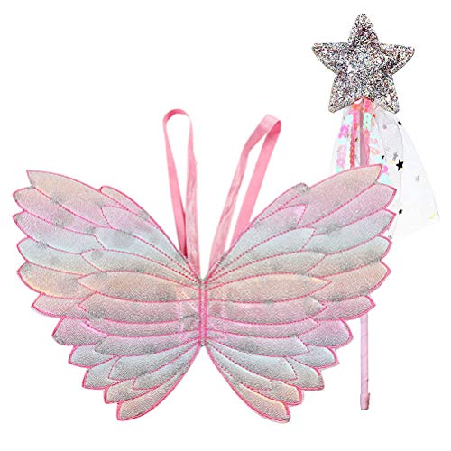 Lurrose Butterfly Wings Fairy Stick Gradient Colorido Cosplay Disfraz de rendimiento para...