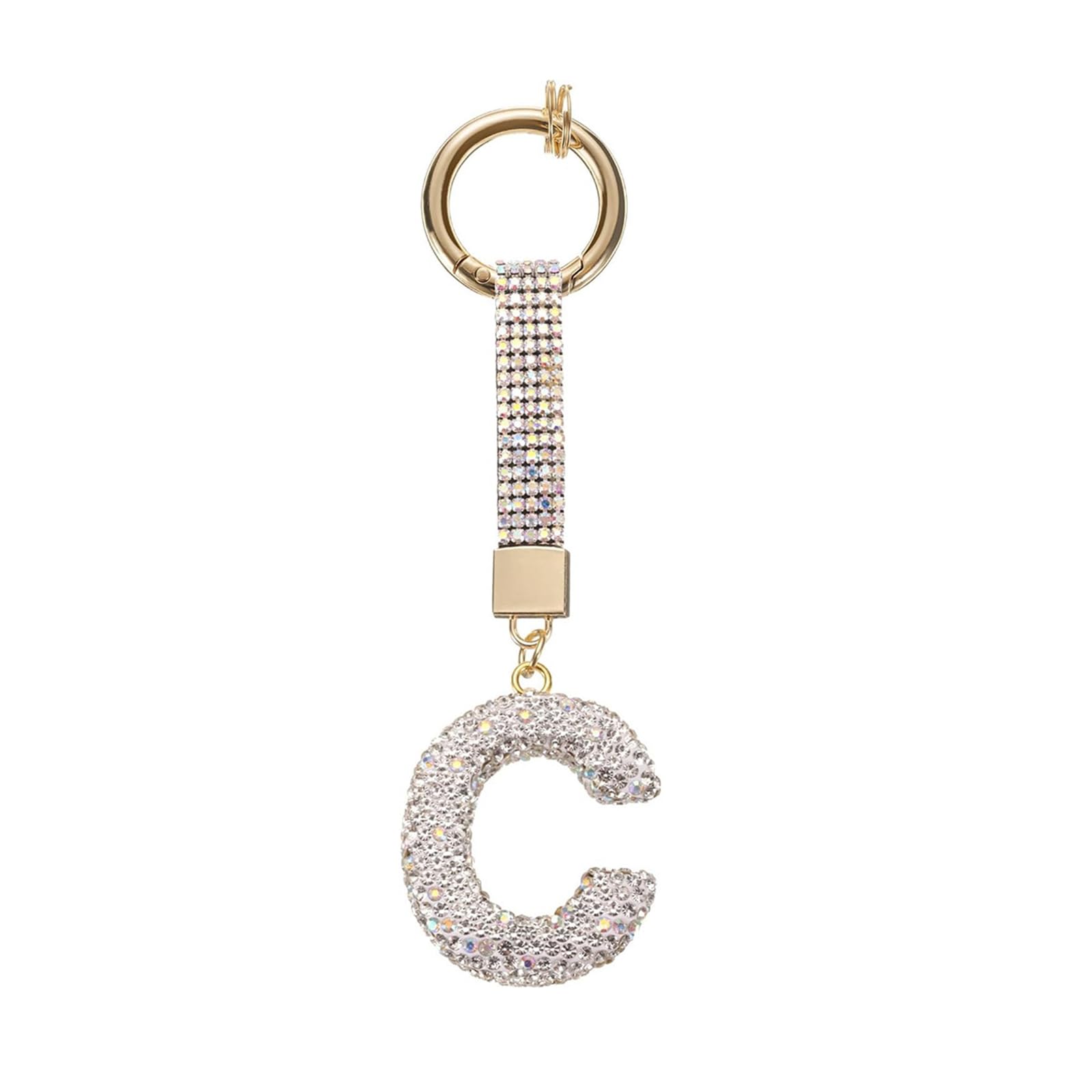 APGLSXY Glittering Initial Charm Keyring Premium Alloy Pendant Individualized Bag Decoration Keyrings Pendant for Adults Rhinestones Letter Keychain