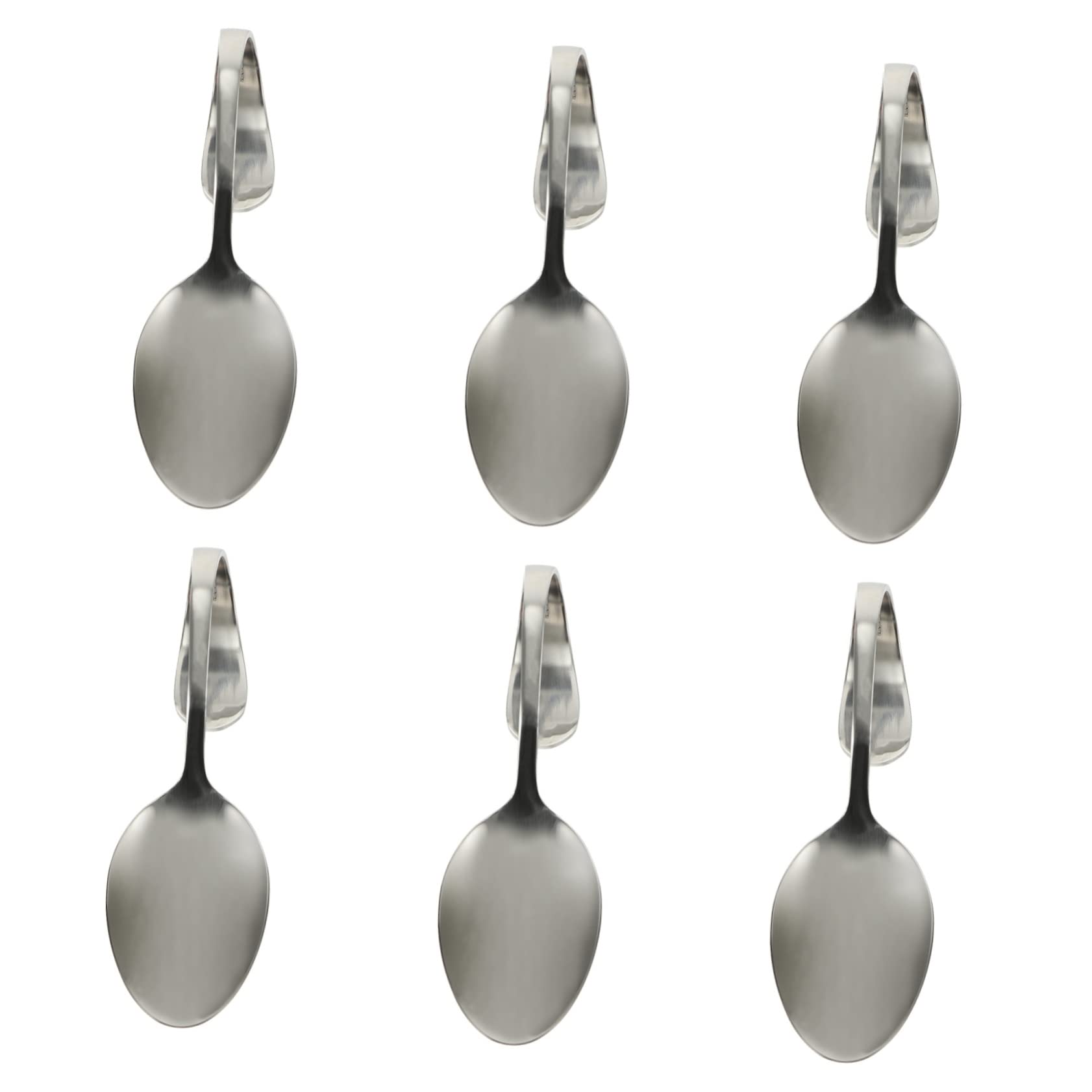 DECHOUS 6Pcs Curved Handle Stainless Steel Spoons for Buffet Serving Mirror Polished Food Spoons for Home Kitchen and Restaurant Unique Design Easy to Clean