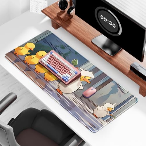 Image of Auhoahsil Ultra Large Gaming Mousepad, XXL Extended Full Size Desktop Matt for Keyboard, Laptop & Computer, 35.5 x 15.7 in, Anime Cute Ducks