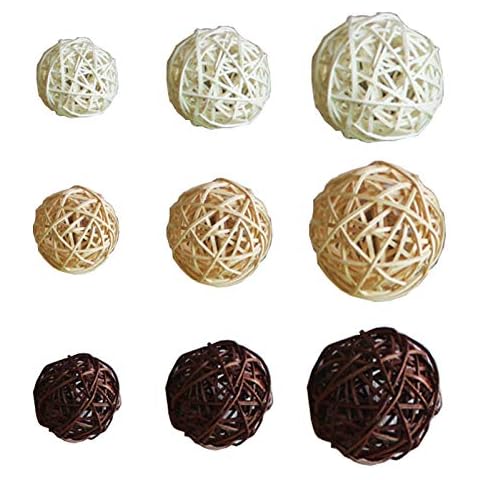 30pcs Rattan Balls Wicker Ball, Decorative Orbs Vase Fillers, Aromatherapy Accessories, DIY Vase Bowl Filler Ornaments Aroma Dffuser Balls, for DIY Craft Wedding Table Decoration Baby Shower Cover