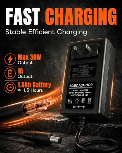 Image of COMOWARE 20V Fast Charger, 30W Official Charger Adapter for COMOWARE 20V Cordless Drill Battery, Rapid Charging Tool Accessories