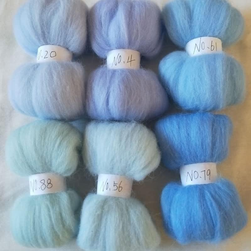 10g/Bag 60g Felt Wool Fiber 70s Wool for Needle Felting Merino Roving Wool Blue Color