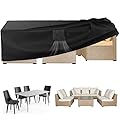 Funshot Patio Furniture Set Cover, 86"L X 44"W X 28"H, 600D Outdoor Table and Chair Covers Waterproof, Heavy Duty Outdoor Furniture Cover, Patio Sectional Sofa Couch Set Cover, Black