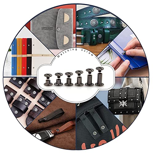 90 Sets Black Chicago Screw Leather Assorted Kit ，6 Sizes Of Screw Rivets For Leather Rivet ，For Diy Leather Craft And Bookbinding (M5 X 4, 5, 6, 8, 10, 12) #TOP6