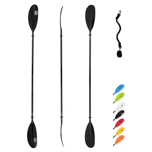 OCEANBROAD Kayak Paddle 86in/218cm, 90.5in/230cm, 95in/241cm Alloy Shaft Kayaking Boating Canoeing Oar with Paddle Leash 1 Paddle