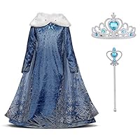 URAQT Princess Costume Dress Up for Girls - Deluxe Fancy Dress With Fairy Wand and Crown for Christmas Birthday Party Carnival Cosplay