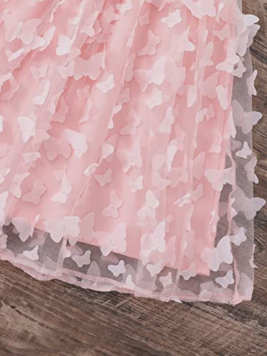 WDIRARA Girl's Butterfly Appliques Sleeveless Shirred Mesh Flared A Line Cami Dress4