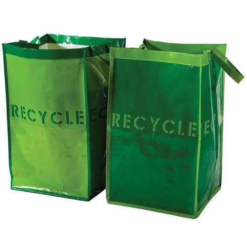 G.u.s. Recycle Bins For Home Kitchen, Office | Waterproof, Durable, Easy To Wash, Reusable Recycling Bags W/ Extra Sturdy Handles | Can Be Used For Garden Clippings, Compost | Set Of 2 #TOP4