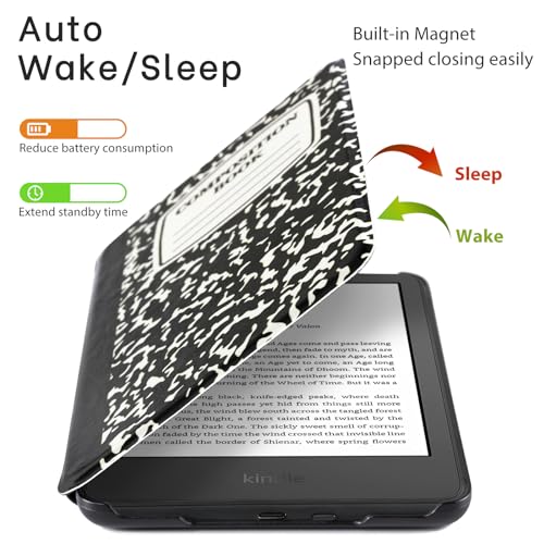Image of CoBak Case for All New 6 Inch E-Reader 2024 and 2022 (11 Generation) - PU Leather Smart Cover, Auto Sleep and Wake, not Compatible with Kobo Clara,Soft Mirror Silver