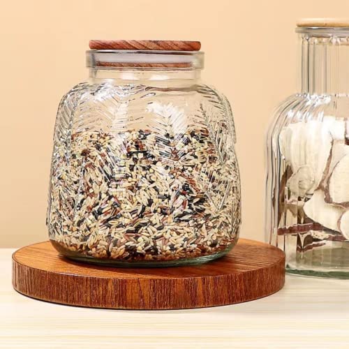 Ansqu LEAF-STYLE Vintage Large Glass Airtight Storage Jar, 59 Fl Oz Glass Food Storage Container With Bamboo Lid, Coffee Container Cookies Jar thumb #4