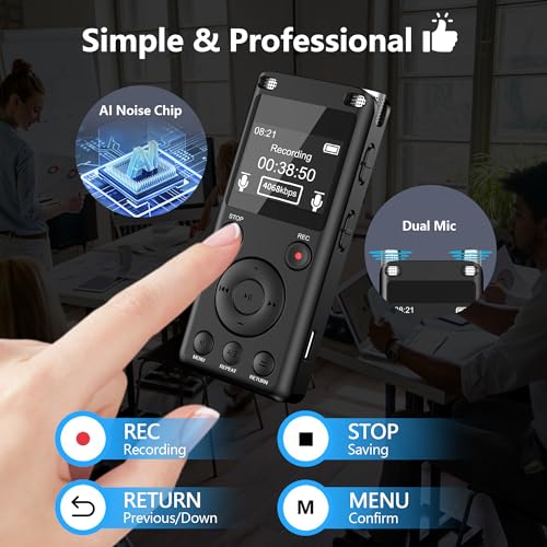 image for PlayHot 128G Digital Voice Recorder with Playback - 4608 Kbps HD AI Vo