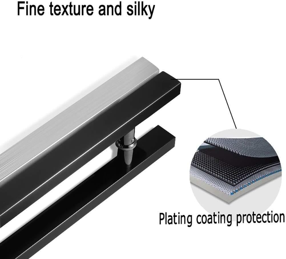 Heavy Duty Stainless Steel Square Tube Commercial Push-Pull Door Handle/Glass Door Handle/Barn Door Pull Handle Black/Silver - 6 Sizes(Black,1000 * 700mm)