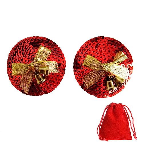 LJJCSFF Christmas Pasties Pads Jingle Bell Breast Petals Pads Pasties Bra Breast Patches Concealer Pad for Women Ladies Girls