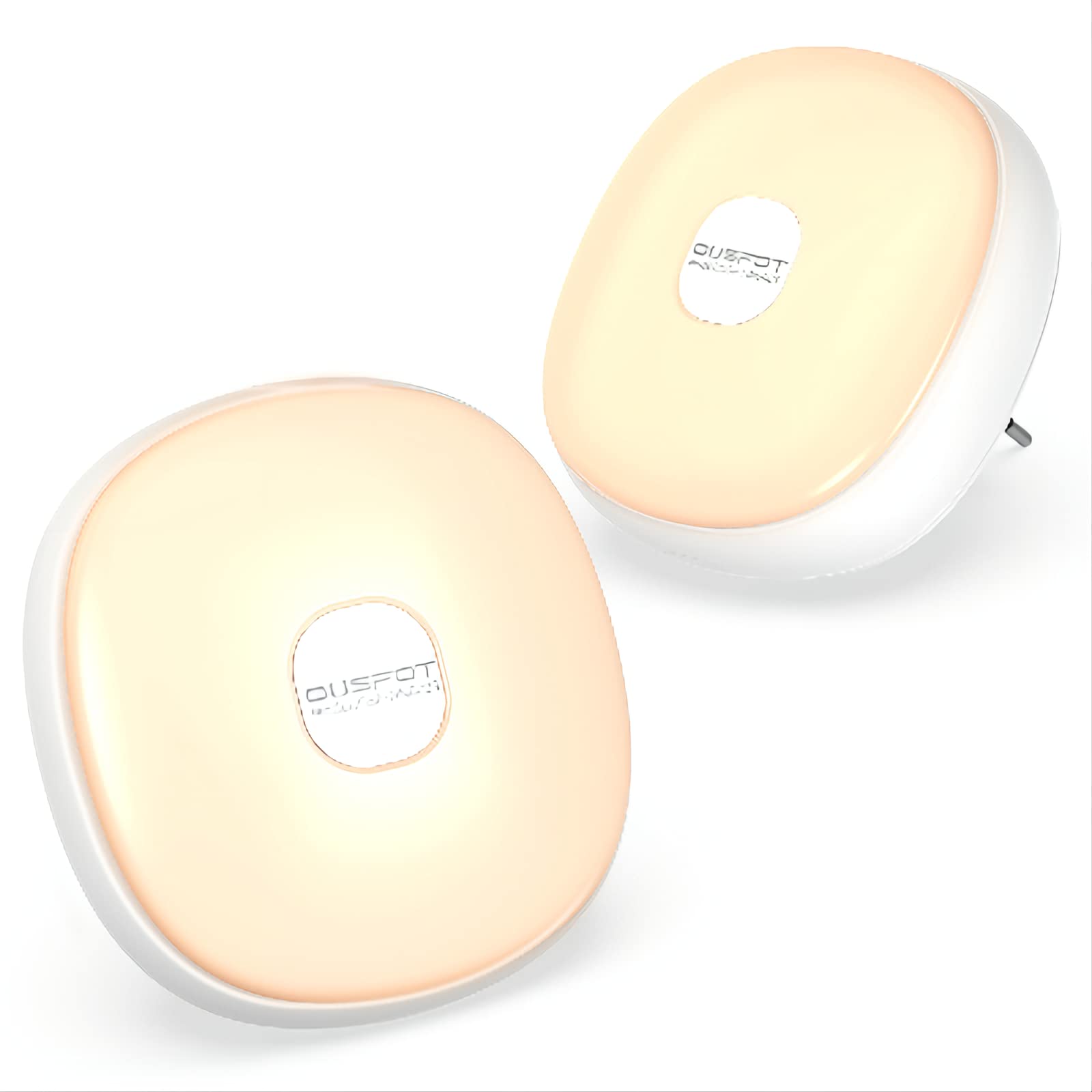OUSFOT Lampka nocna z czujnikiem zmierzchu, ładowana, lampka nocna dla dzieci, 2 sztuki, energooszczędna, 2500-3500 K, ciepła żółta, lampka nocna do pokoju dziecięcego, na klatkę schodową, do kuchni,