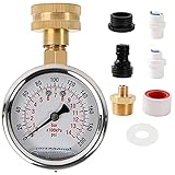 manometro 0-200 bar  Uharbour Kit de manómetro de agua de 2-1/2\", 0 a 200 Psi, 0 a 14 bares, 6 adaptadores adicionales para uso múltiple