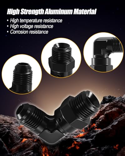 Image of 6AN Male Flare to 5 /8-18 Inverted Flare Swivel Adapter Fitting 90 Degree | Aluminum, Black