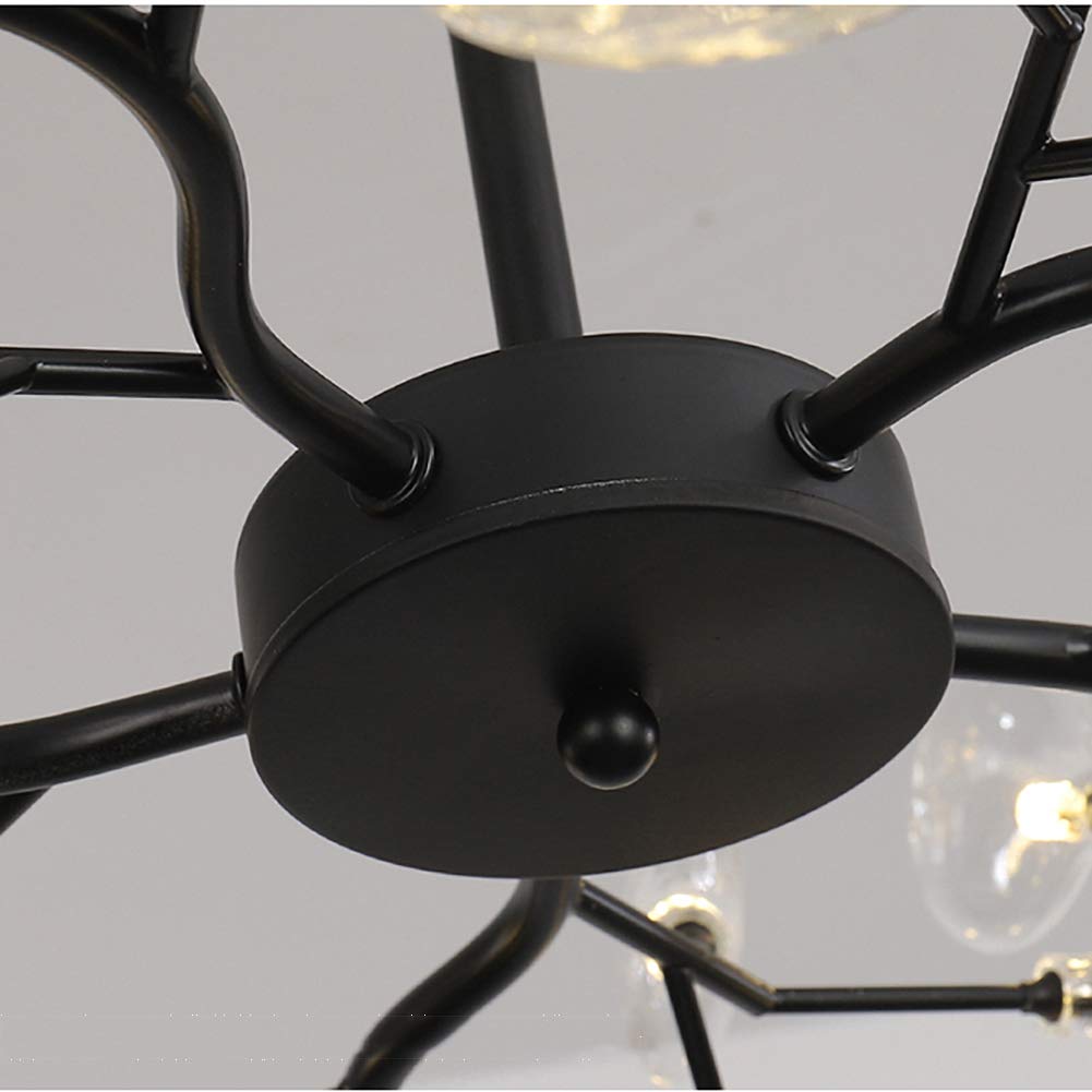 G4 Northern Europe Modern Firefly Chandelier,Black During Light Branch Adjustable Height Ceiling Light Fixture Industrial Vintage For Kitchen Dining Lighting-Black and matte white glass lampshade 45 h