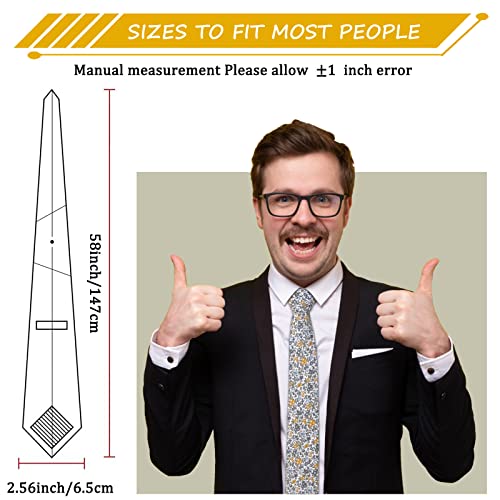 Image of Mantieqingway Men Skinny Tie Cotton Floral Necktie for Wedding Groomsmen Tie