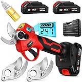 FUGERT Akku Astschere 30 mm mit 2 Akkus 2 Ah, B&uuml;rstenloser Motor, Elektrische Gartenschere Bypass, LED-Schnittz&auml;hler, Baumschere f&uuml;r Garten & Obstb&auml;ume, Leichte Gartenschere mit Koffer