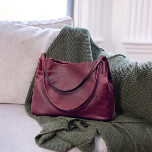 Image of Kattee Leather Tote Purse for Women, Casual Hobo Shoulder Bag | Roomy tote purse with a magnetic snap closure for work, shopping, and daily use.