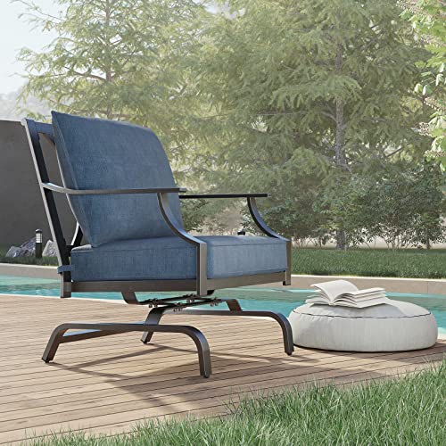 Grand Patio Outdoor Chairs,Outdoor Rocking Chairs Set Of 2,Patio Seating Chairs With Olefin Cushions,Peacock Blue #TOP1