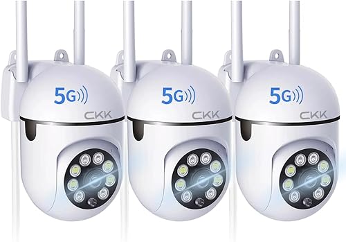 CKK Cámara de seguridad inalámbrica 1080P, 3 cámaras PTZ WiFi de 2 MP para el hogar (doble banda 2.4G/5G), panorámica/inclinación de 360°, visión