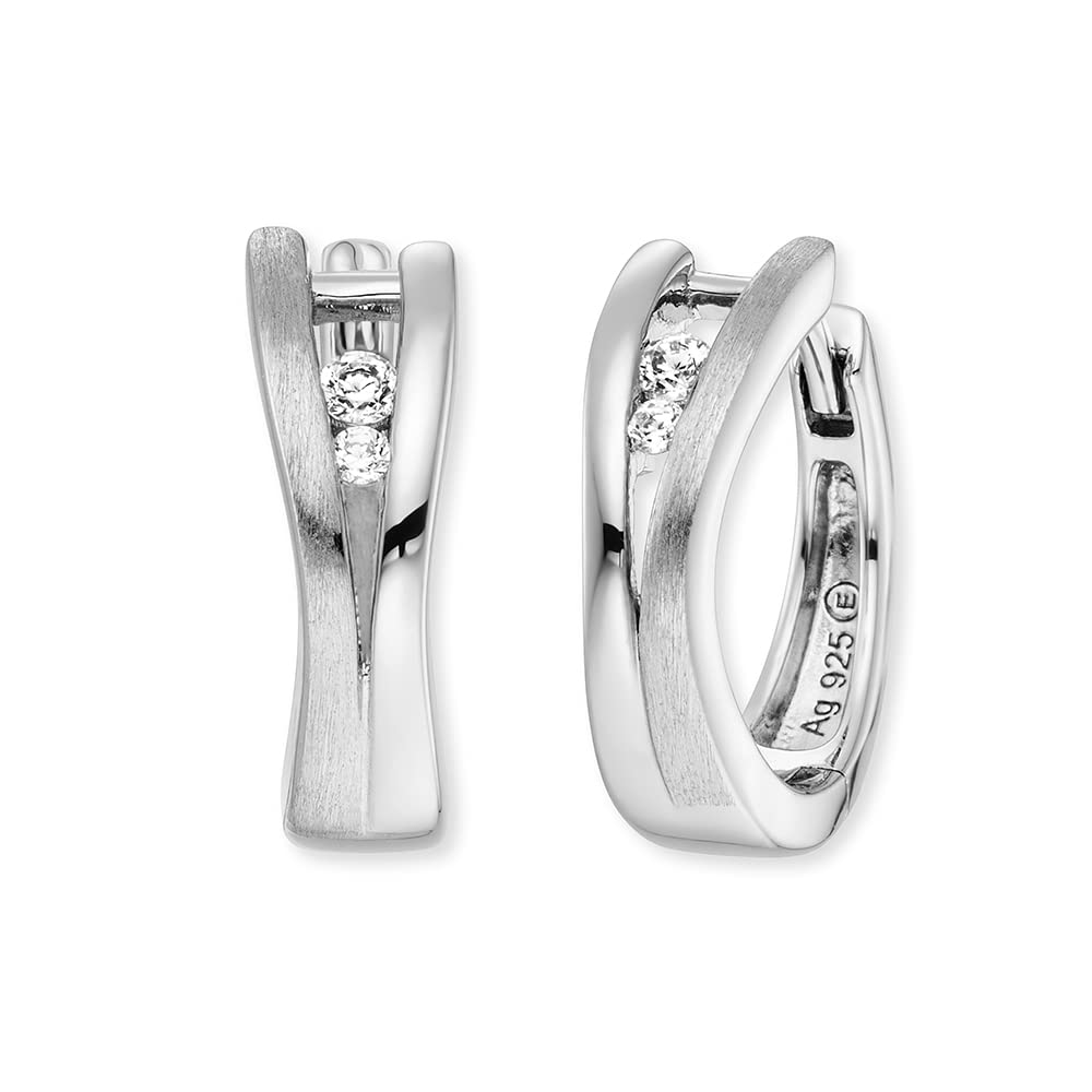 Engelsrufer filigrane Keep it so simple Damen Creole Xena aus Sterling Silber - besetzt mit weißen Zirkonia Steinen - Clipverschluss - nickelfrei - Größe: 16mm