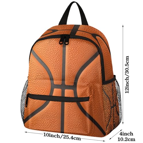 Image of Toddler Sports Backpack for Boys,12 Inch Kids Backpack for Preschool Kindergarten Elementary,Lightweight Small Bookbag with Chest Strap for Daycare Travel,Basketball Texture