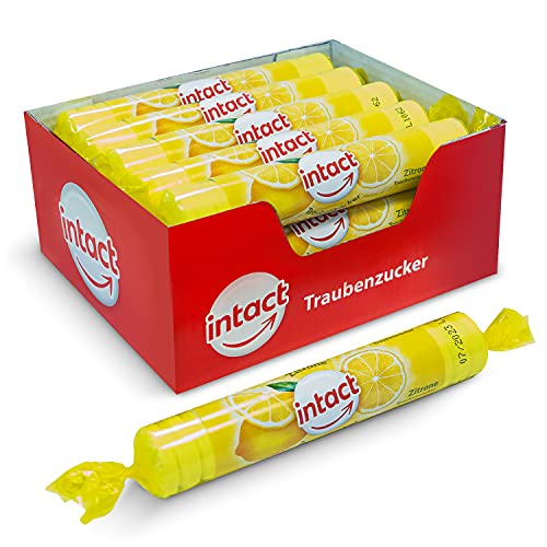 intact Traubenzucker (Zitrone) Rolle 15 St. • Multipack (15 x 40g) Traubenzucker Bonbons • 100% Vegan