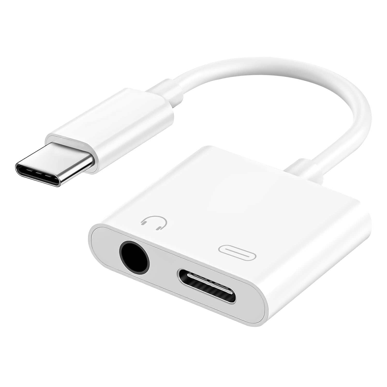 Photo 1 of USB C to 3.5mm Headphone and Charger Adapter, Type C to Aux Jack Dongle Cable Cord with PD Fast Charging for iPhone 15/16/17 Pro/Max/Plus, iPad, Samsung Galaxy S23/S24 Ultra, Note 20(1 Pack)